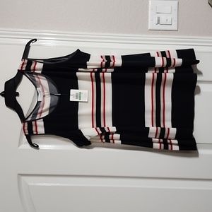New Large Long Sleeve CK Blouse Blk/Red/Wht/Tan